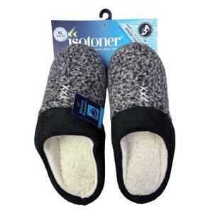 Isotoner Mens Memory Foam Clog Slippers Dark Charcoal Heather‎ XL 9.5-10 07971